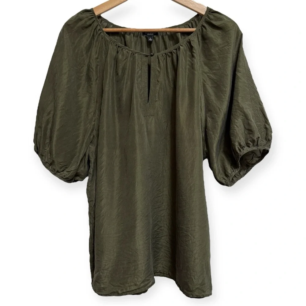 Talbots 100% Silk Puff Sleeve Top Large